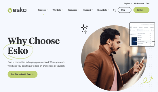 esko home page screen
