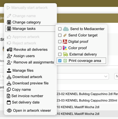 Print coverage area task