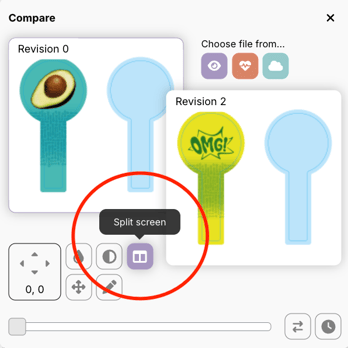 choose split screen to compare side by side