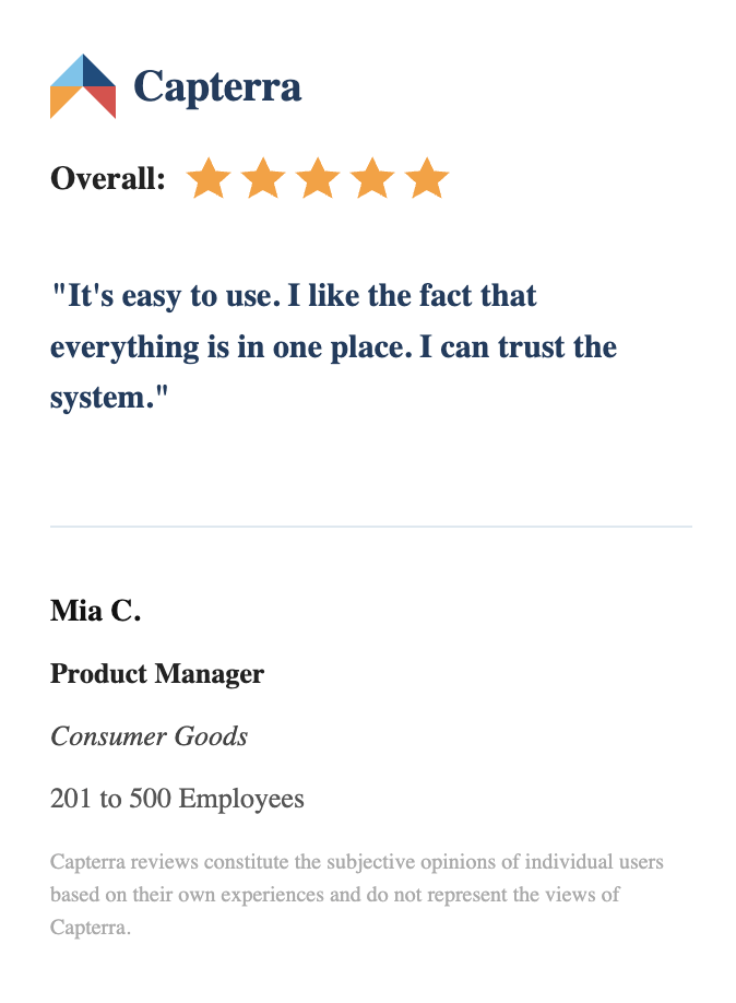 cway review Mia product manager consumer goods