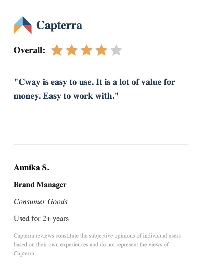 cway review annika brand manager consumer goods