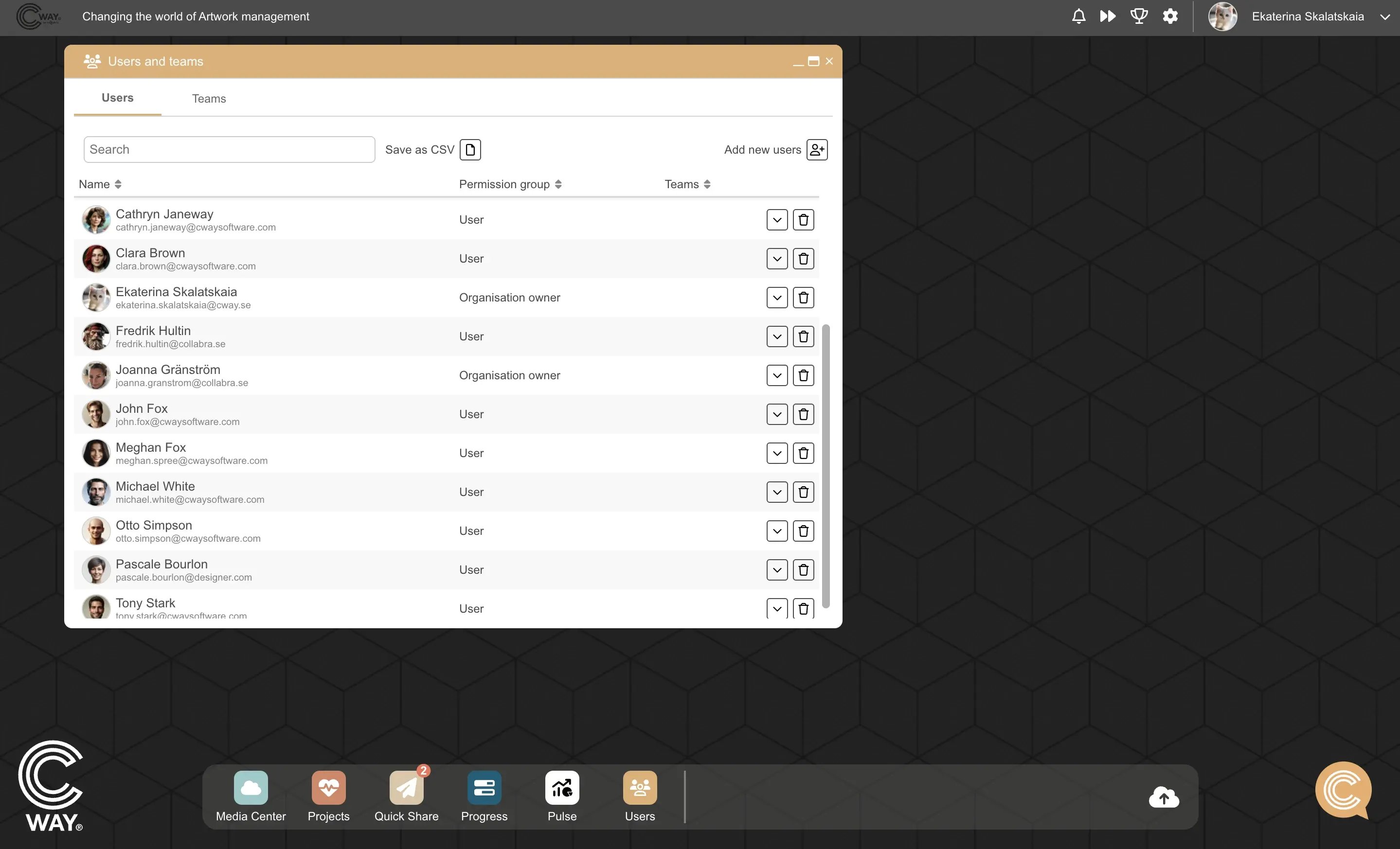 cway user management tool