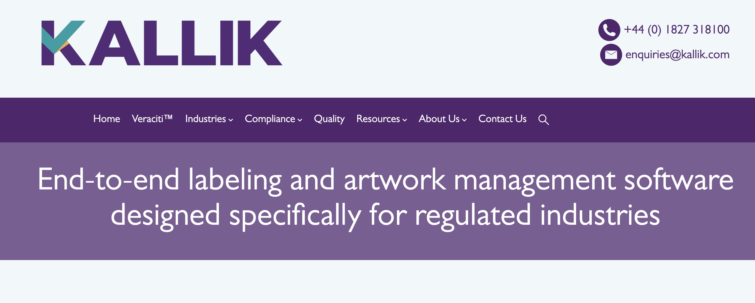 Kallik home page screen