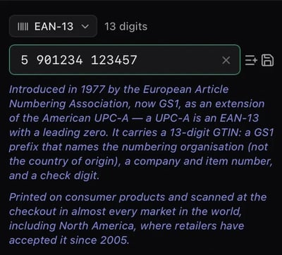 Creating an EAN-13 barcode for product packaging in the Okapi app