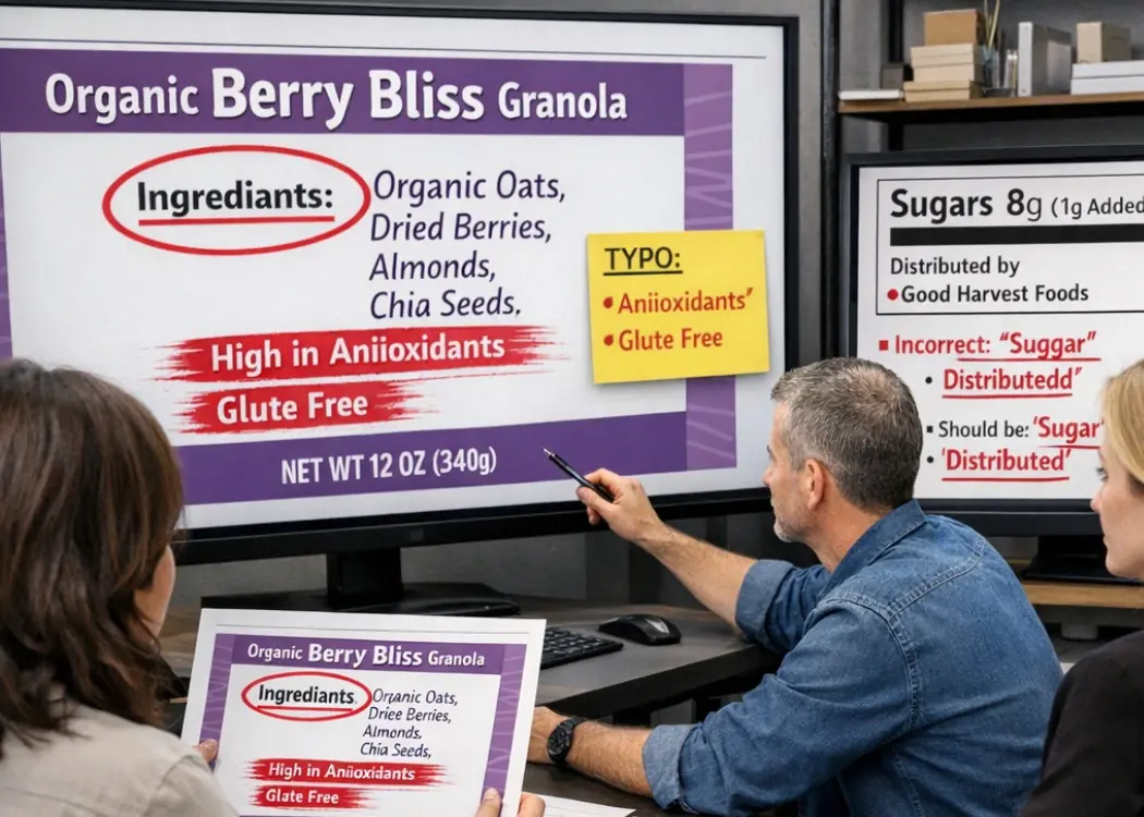 Label proofreading workflows that catch errors
